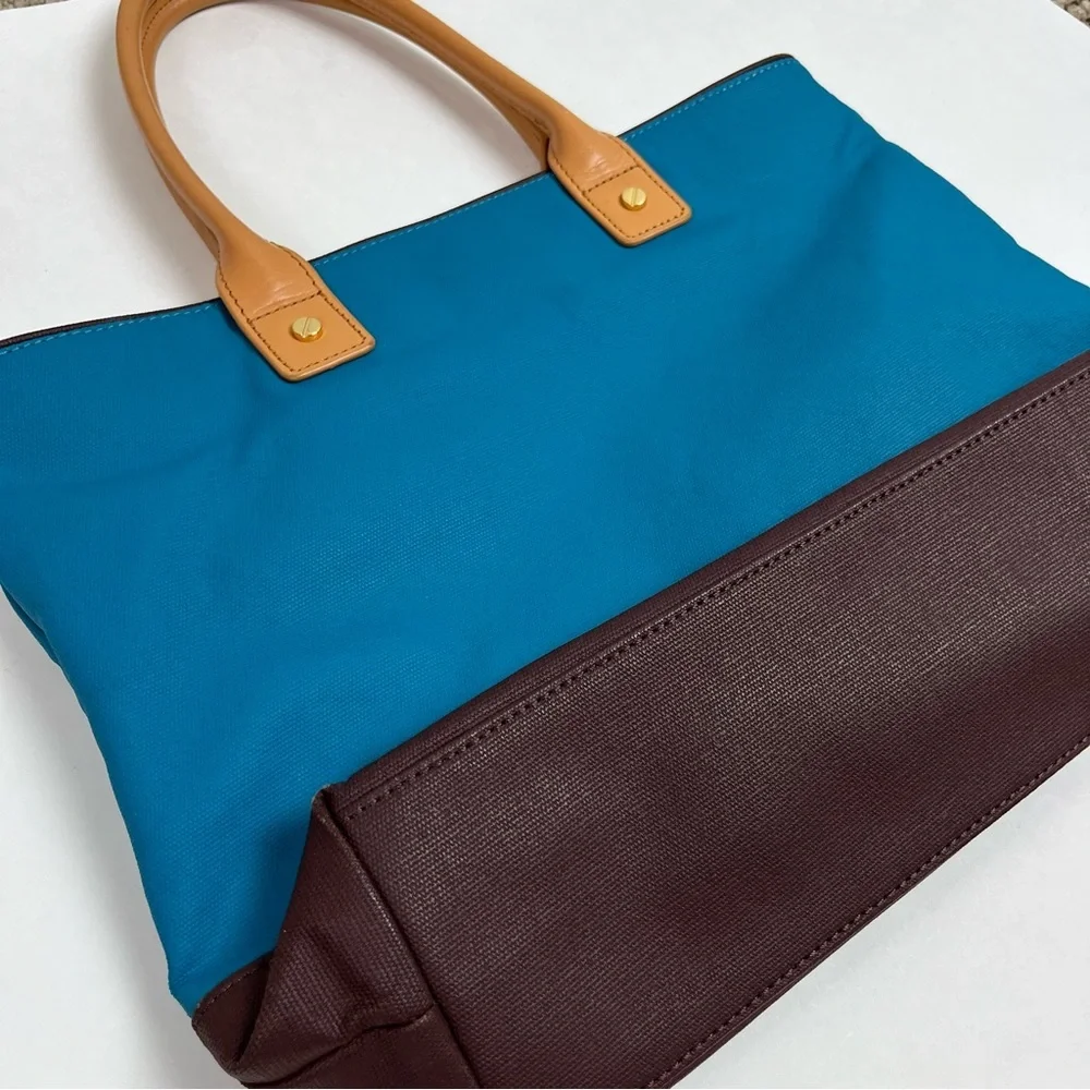 TORY BURCH Jaden Bag Coconut Canvas Leather Tote